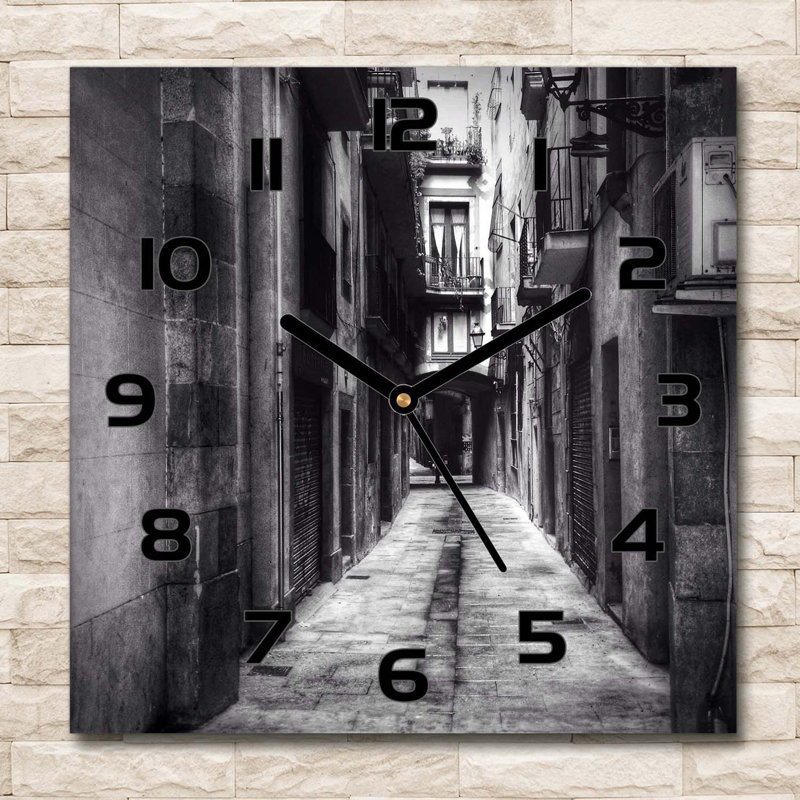 Glass Wall Clock, Grey/Brown/Black
