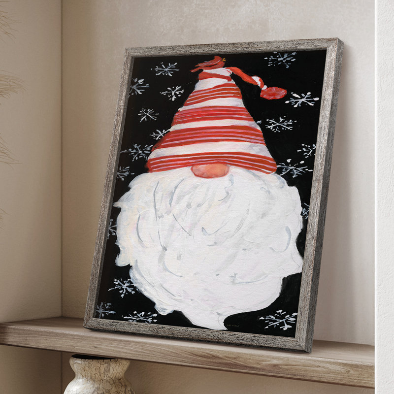 Winter Snow Gnome Framed Print - Solid Wood