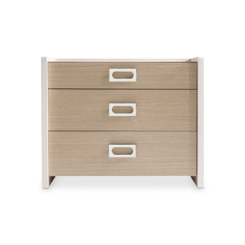 Sahara Brown Transitional 3-Drawer Nightstand with USB Charger