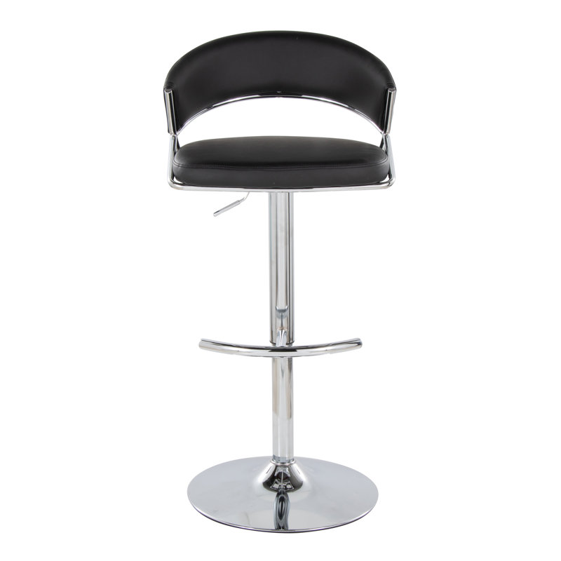 Adjustable Black Faux Leather and Chrome Swivel Barstool Set