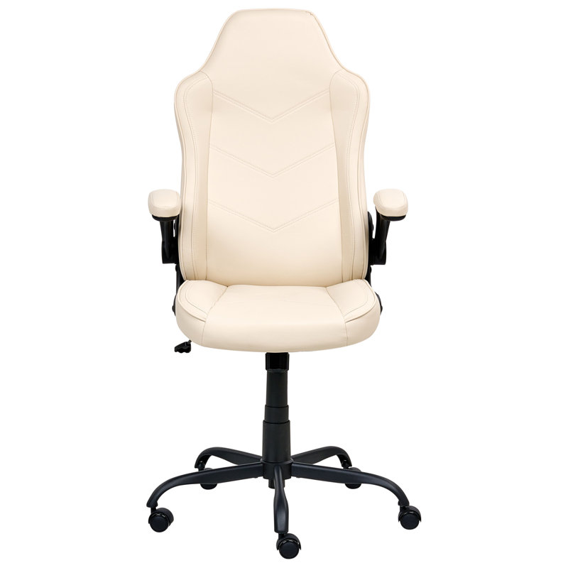 Office Chair Swivel Faux Leather, Off White