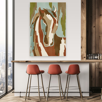 Portrait abstrait cheval abstrait géométrique moderne, portrait de nature, art mural