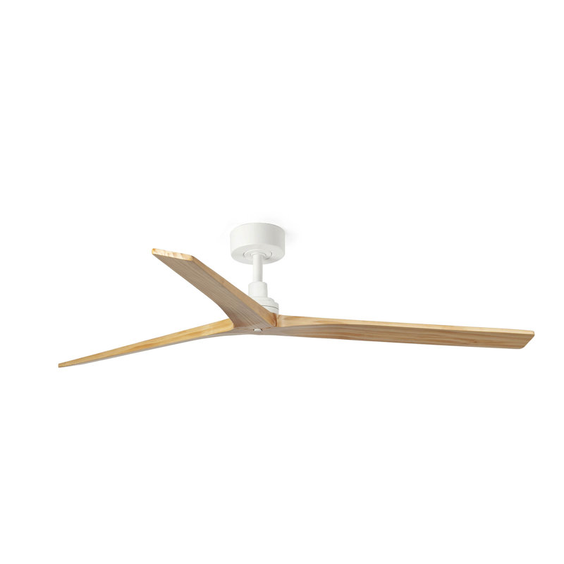 Klim Downrod Ceiling Fan, Matt White, 59.06" Wide, Pine