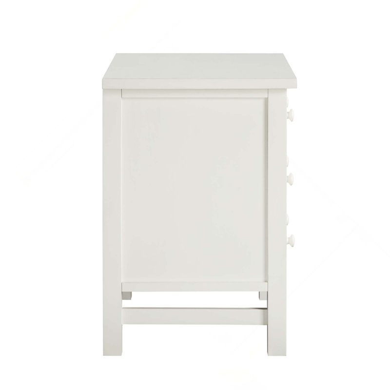 Table de chevet 4 tiroirs Antique, Blanc antique