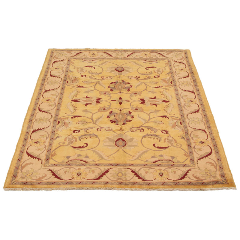Tapis unique en laine noué à la main or de 6 pi 3 po x 8 pi 10 po Kalona