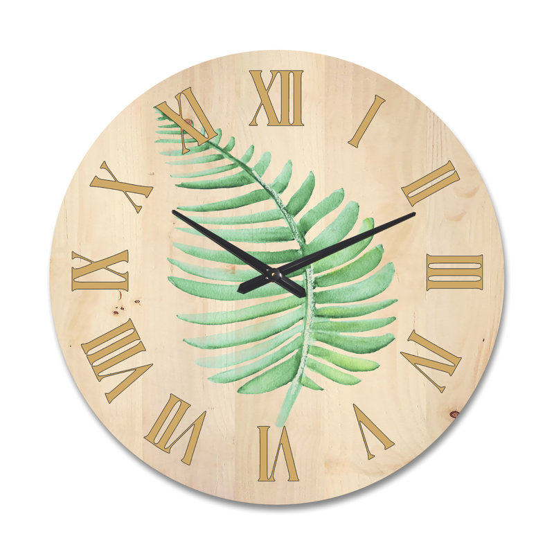 Horloge murale en bois Tropical Leaf of Monstera III, Très grand