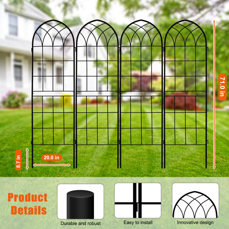 Treillis de jardin pour supporter les plantes grimpantes, utilisation à l'extérieur, H 71 po x l 80 po x P 0,1 po