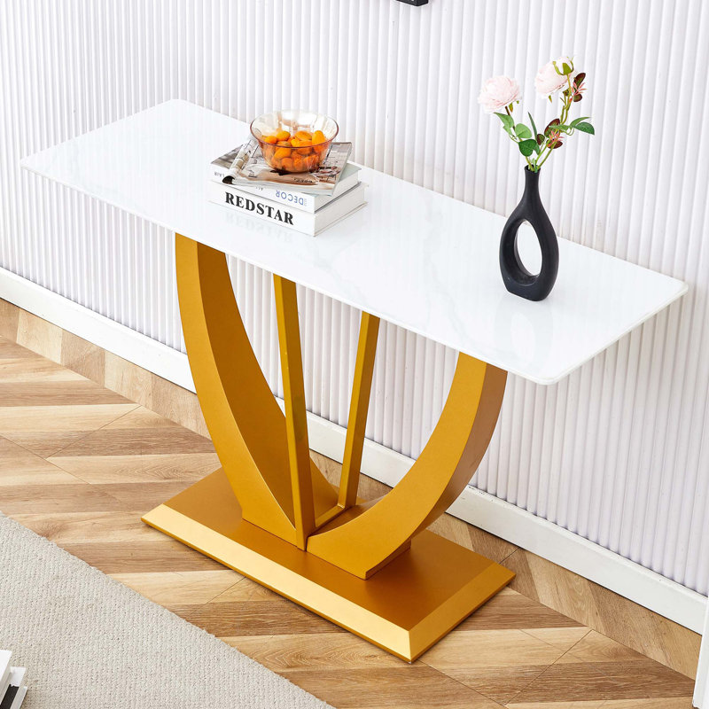 Modern Minimalism Rectangular Glass Table, With Tempered Glass Table Top And MDF Legs