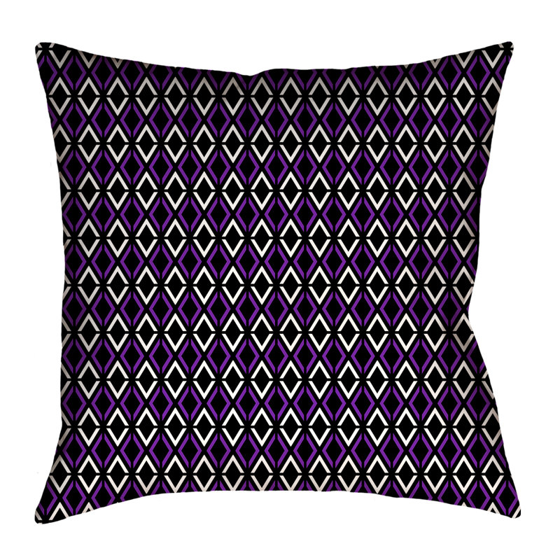 Housse de coussin Katelyn Elizabeth, 16 po x 1 po, Noir / mauve, Sergé de coton