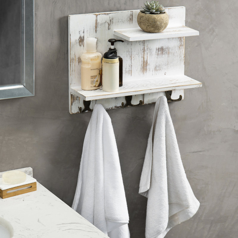 Alush Solid Wood Bathroom Shelves