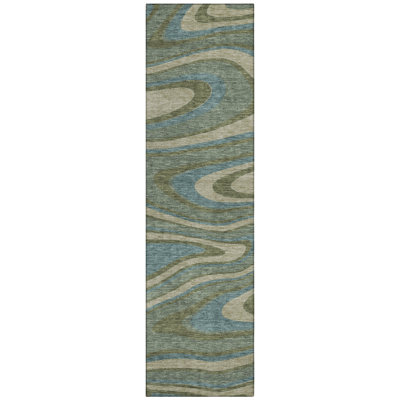 Machine Washable Indoor/Outdoor Chantille ACN2493 Abstract Rug