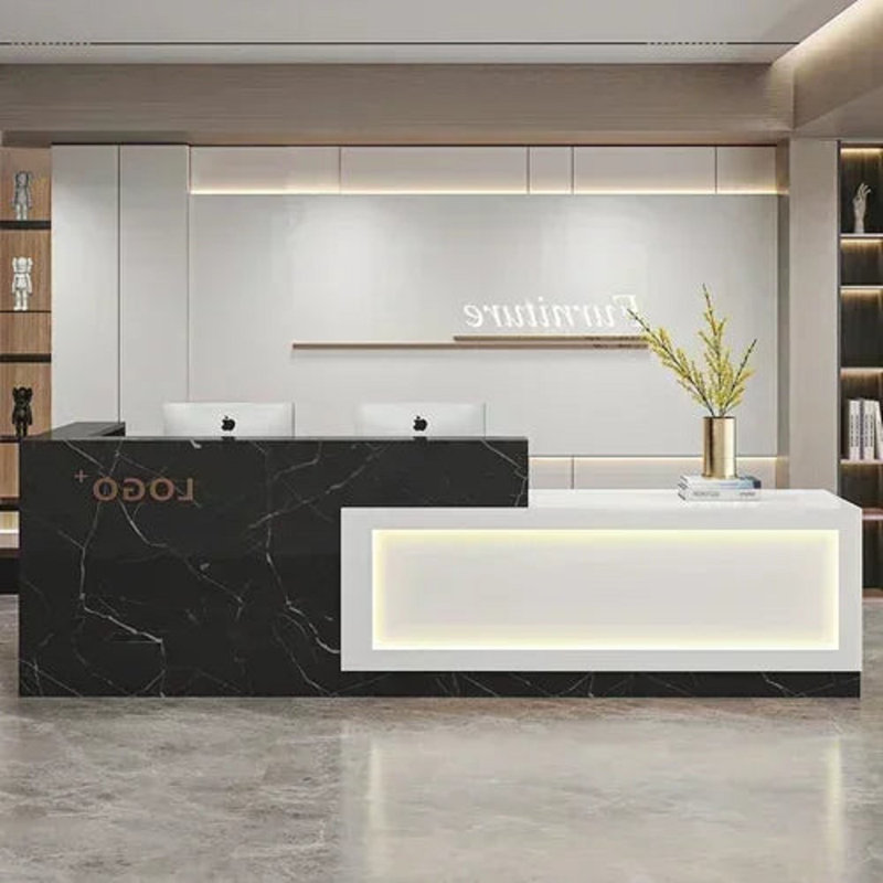 Christifer Reception Desk, Black/White