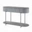 Table de canapé grise très brillante et chromée avec tablette inférieure