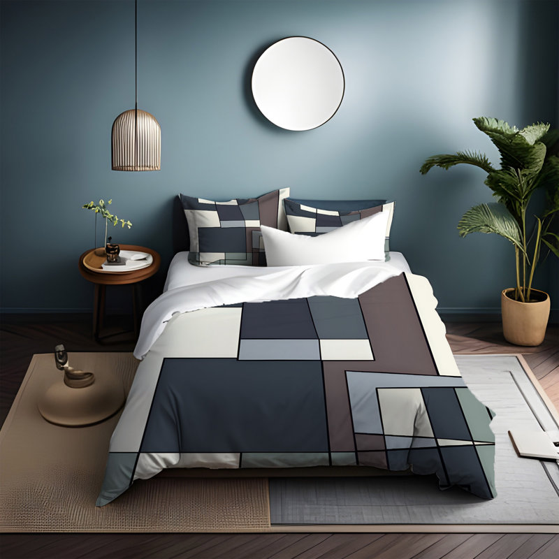 Polyester Abstract Duvet Cover, King Duvet Cover + 2 King Shams