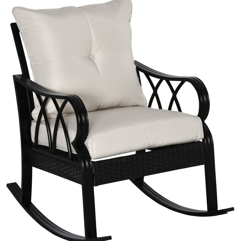 Chaise berçante confortable avec texture - berçant en aluminium, chaise d'extérieur kaki, design confortable. Courbe élégante, météo, plaisir