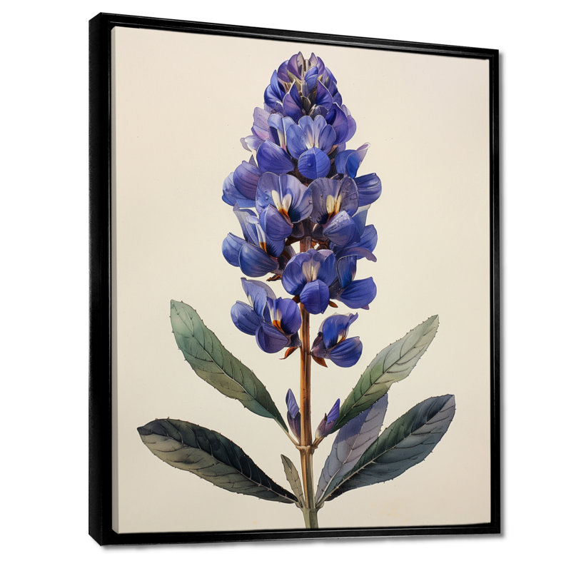 Mauve, vert, lilas, fleurs I - lilas, art mural, salon, Cadre flottant noir, H 12 po x l 20 po