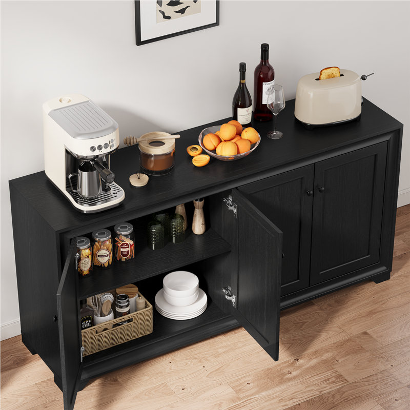 60" Sideboard With Storage, 4 Doors Modern Buffet Cabinet With 2 Large Cabinet & Adjustable Shelves For Dining Room, Kitchen, Entryway