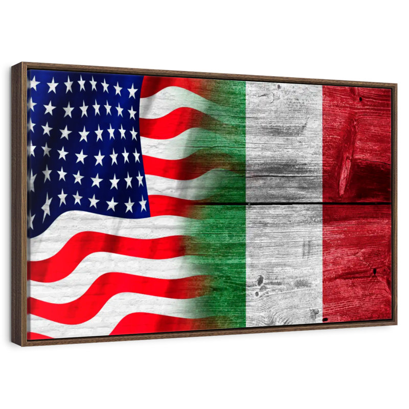 Nish des États-Unis et de l'Italie, 19 po x 13 po, Cadre flottant en noyer