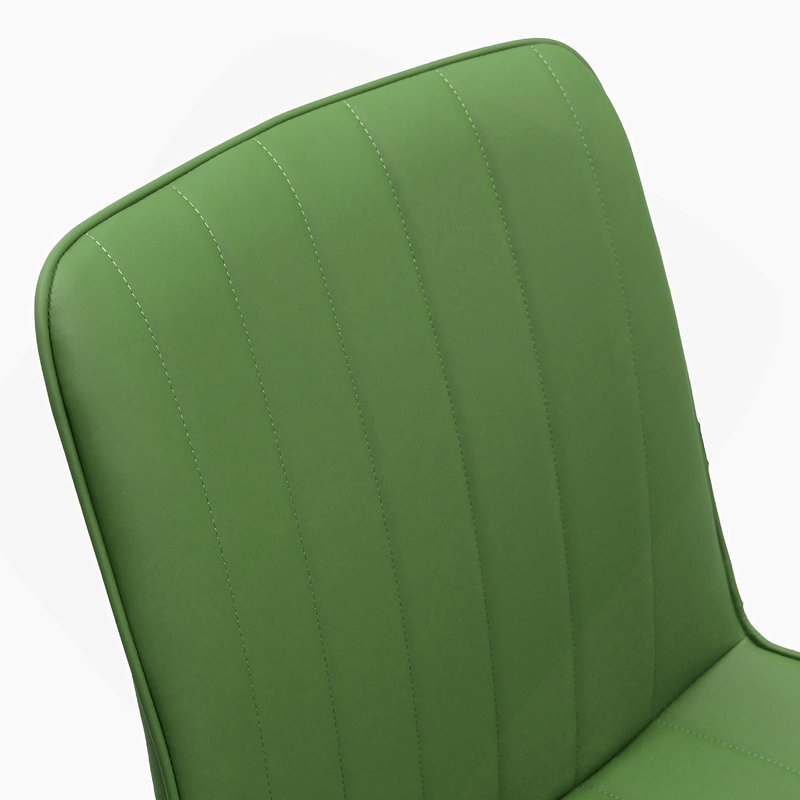 Chaise de salle à manger en cuir de polyuréthane avec pieds en métal, ensemble de 4 chaises sans accoudoirs à motif ondulé pour la cuisine, le restaurant, le salon, la salle de réunion