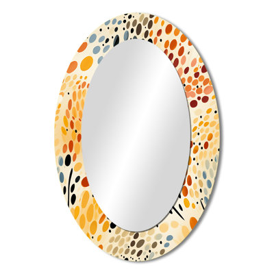 Watercolor Pattern Dot - Orange Oval Wall Mirror Decor