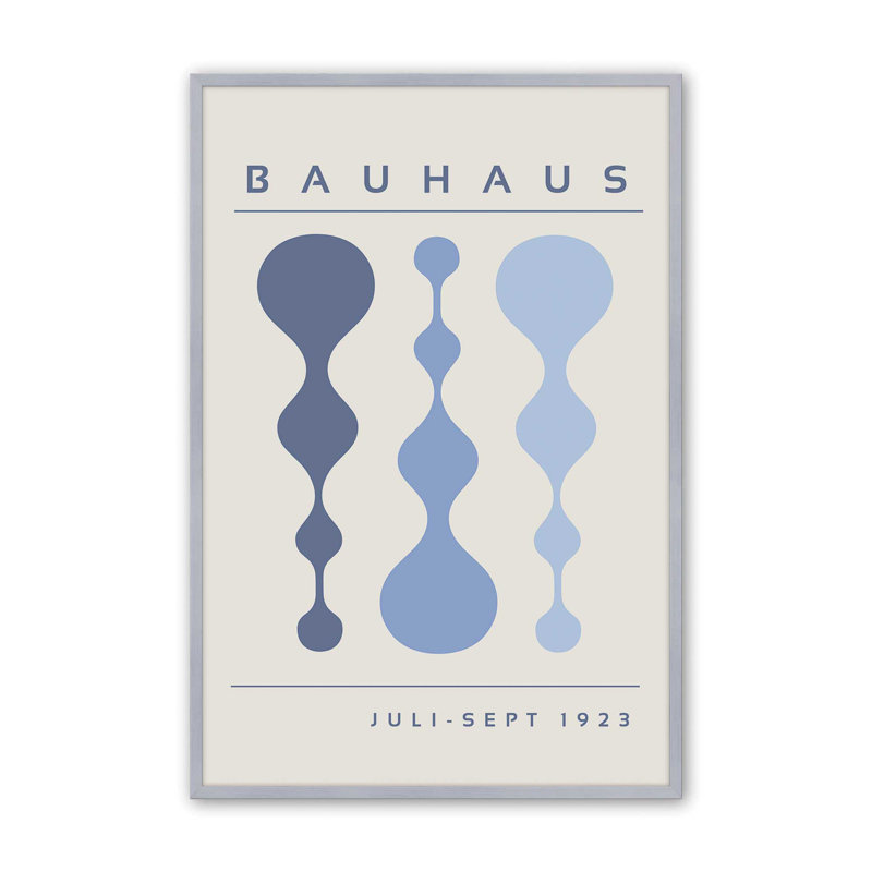 «Blue Retro Bauhaus», affiche I, H 21,25 po x l 17,25 po x P 1,25 po, Reproduction encadrée sans passe-partout