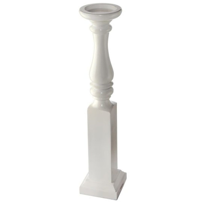 Wood Floor Candlestick, 24.50" H x 6" W x 6" D, White