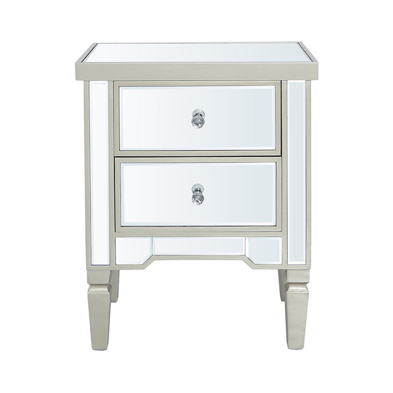 49cm W Manufactured Wood Bedside Table, Champagne