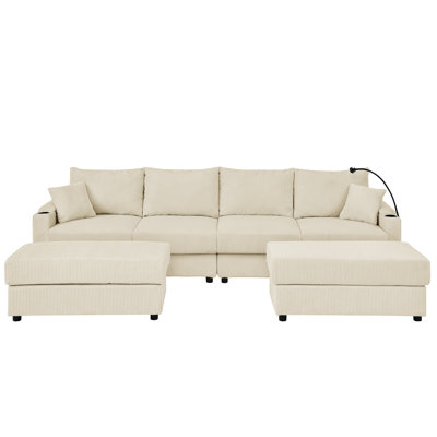Comfortable Modern 4-Seat Sofa With Storage And Convenient Accessories For Living Room