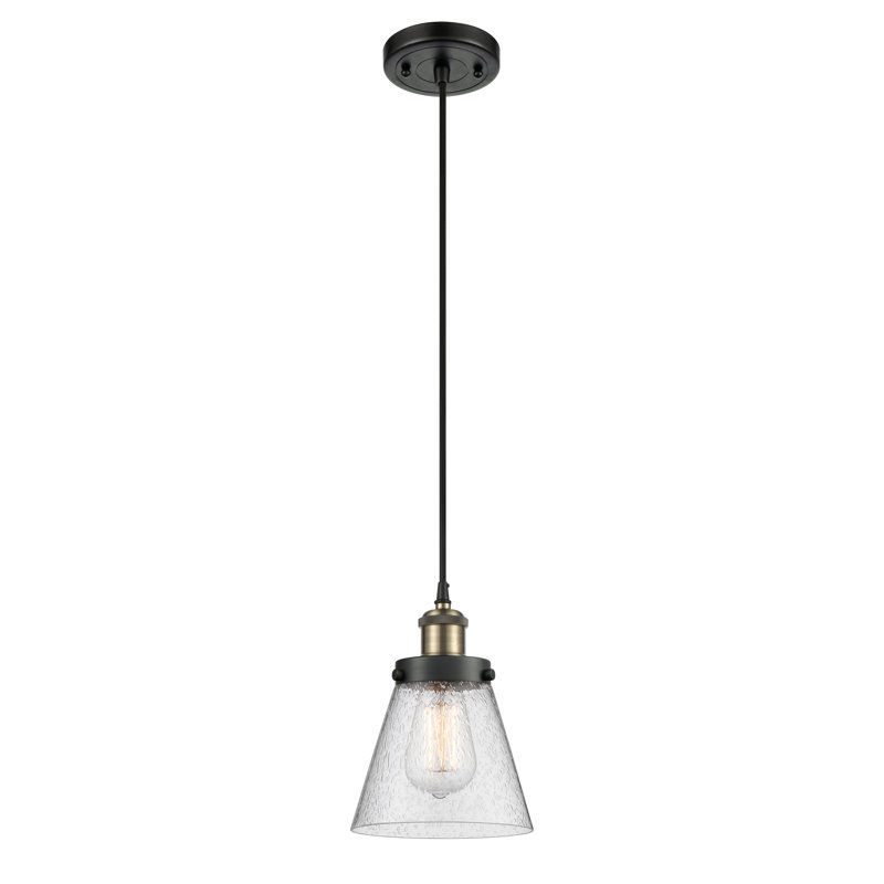 Luminaire suspendu conique à 1 lumière Brookview, Laiton antique noir