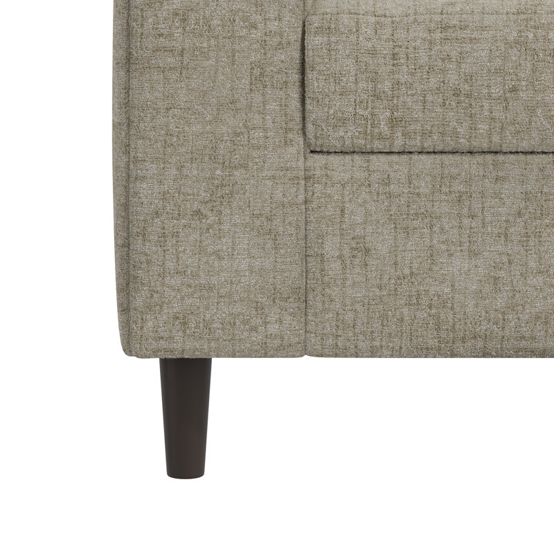 Canapé à accoudoirs carrés 77,5 po Yosselin, Chenille brun clair
