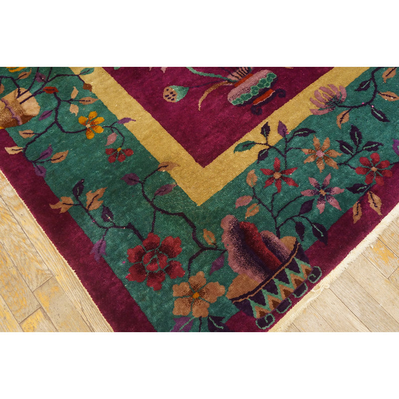 Tapis mauve antique en laine Art déco