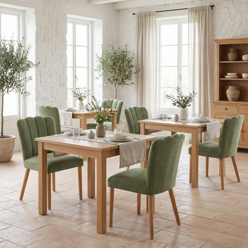 Upholstered Modern Dining Chairs Kitchen Chairs Solid Wood Leg Accent Chairs for Dining Room,Kitchen, Green, Green