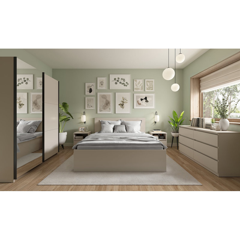Aristocles Ottoman Bed with Headboard, European Double (140 x 200cm), Cashmere