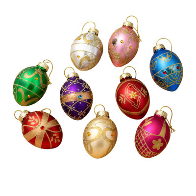 Ensemble 9 pièces de boules de Noël rétro