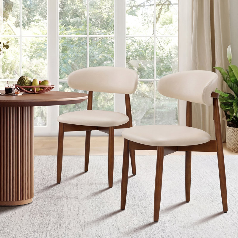 Maylon Upholstered Solid Wood Frame Side Chairs, L-Beige