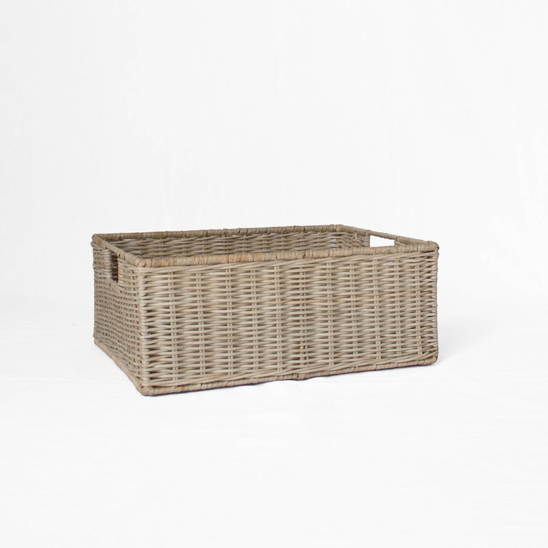 Wicker Shallow Storage Basket - Medium, 6" H x 12" W x 16" D