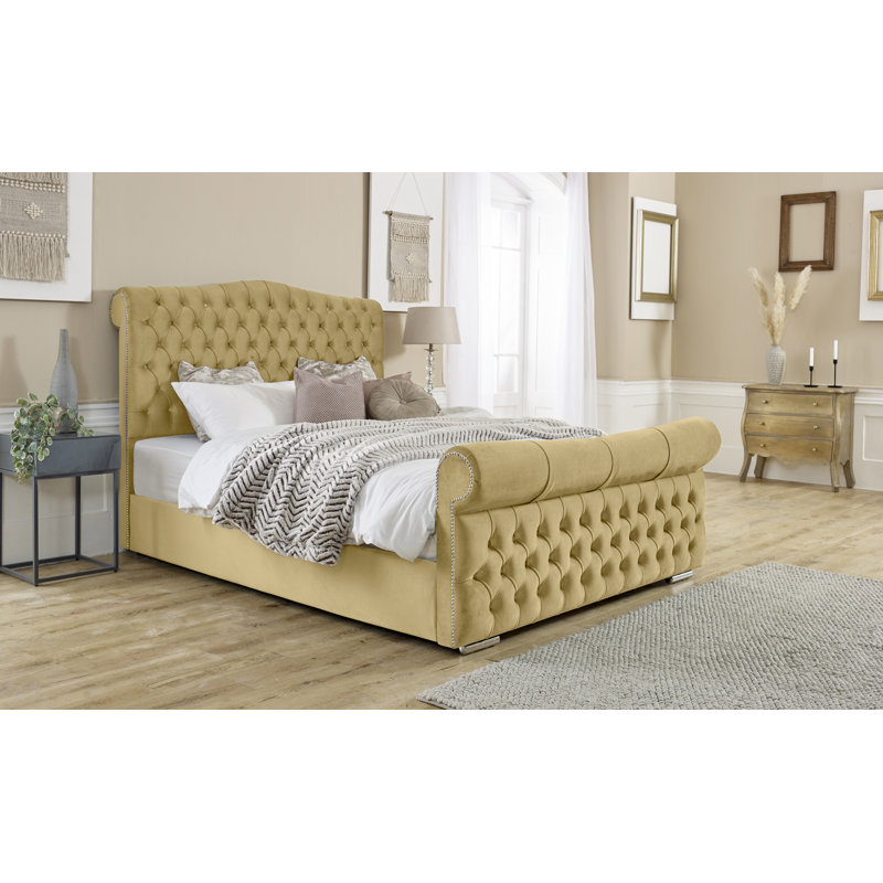 Keana Upholstered Bed, Beige, Small Double (4')