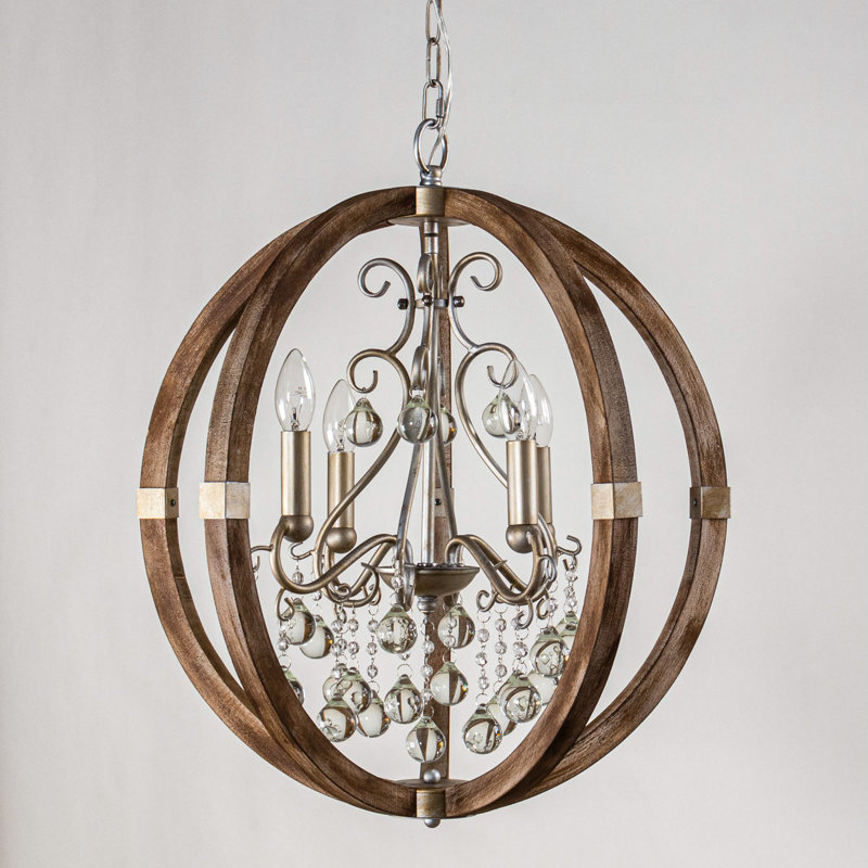 Shuler 4 - Light Candle Style Globe Chandelier with Crystal Accents