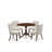 5 Piece Dinette Set for 4 Includes a Round Dining Room Table with Dropleaf and 4 Doeskin Linen Fabric Upholstered Parson Chairs, Mahogany-1935586476-1935586478