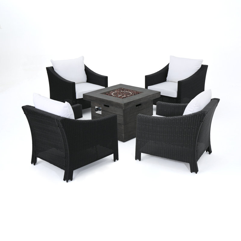 Libna 4 - Person Patio Conversation Set with Cushions, Black