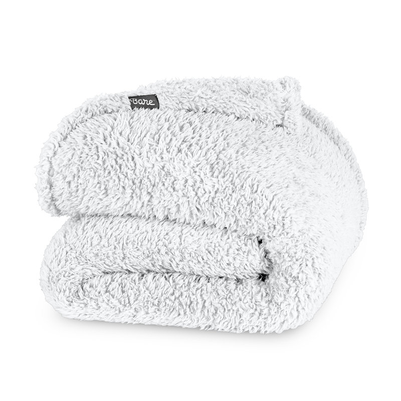 Couverture Cozy Faux Shearling, Très grand lit, Blanc uni