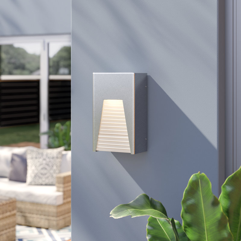 Luminaire à cloison d'extérieur à DEL Robstown, Argent, Givré côtelé