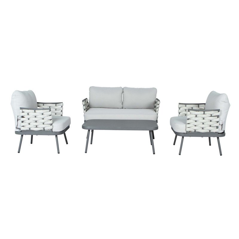 Mariano Steel 4-Pieces Coversation Set, Grey