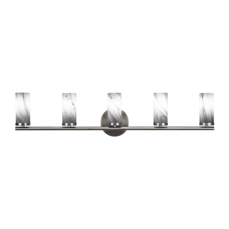 Annese 5 Light Bath Bar Shown With 2.5” Onyx Swirl Glass, Noir