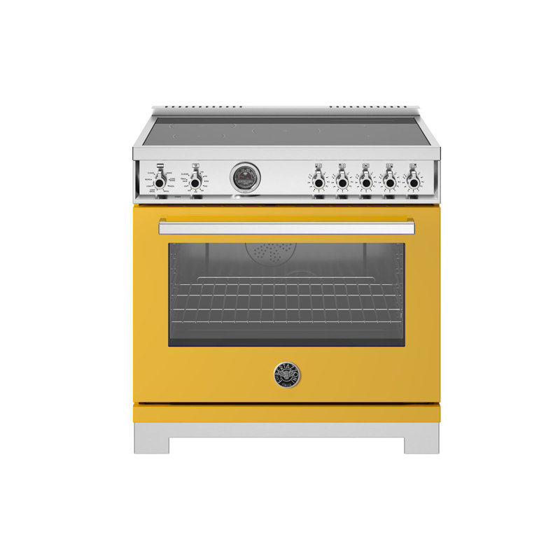 Professional Series Induction Range 36" - 5 Heating Zones + Cast-iron Griddle - Self-clean Oven, Yellow Gloss