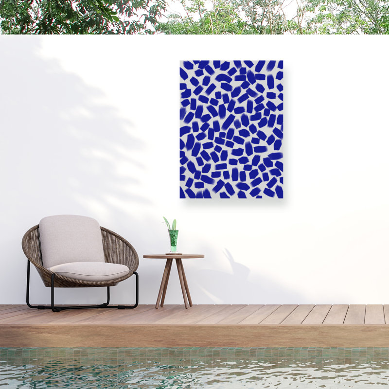 Motif de coups de pinceau bleus sur toile par Treechild, H 32 po x l 24 po