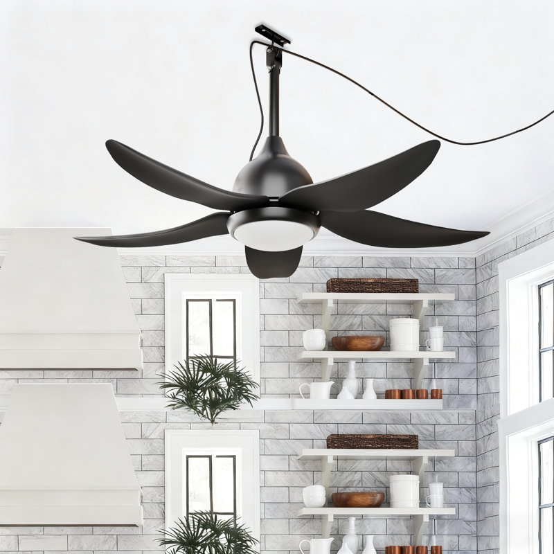 Ventilateur de plafond 44 "avec lumières à DEL à intensité variable et télécommande, Noir mat