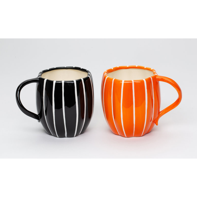 Orange And Black Pumpkin Mugs