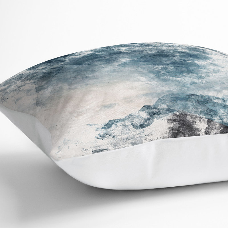 Cloud Touching the Mountains Cushion with Filling, 40cm H x 40cm W x 15cm D, White