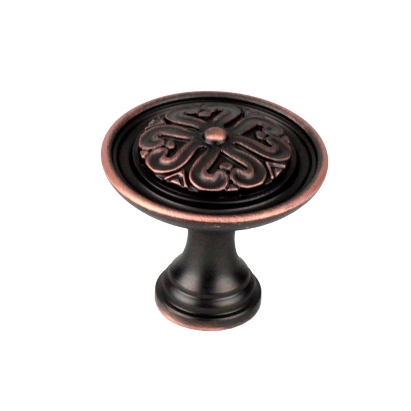 Poignée champignon de diamètre 1 3/8 po Iris, H 1,375 po x l 1,375 po x P 1,25 po, Bronze antique ou cuivre